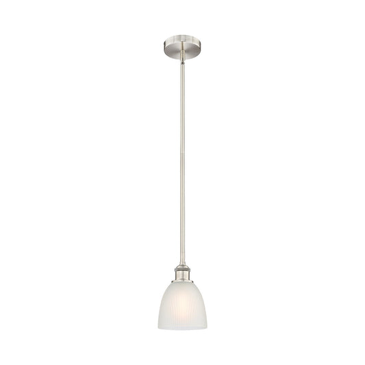 Innovations Castile 6in 1-Light Mini Pendant | Industrial Brushed Satin Nickel and White Glass | Kitchen Island & Dining Room | 6 x | Model 616-1S-SN-G381