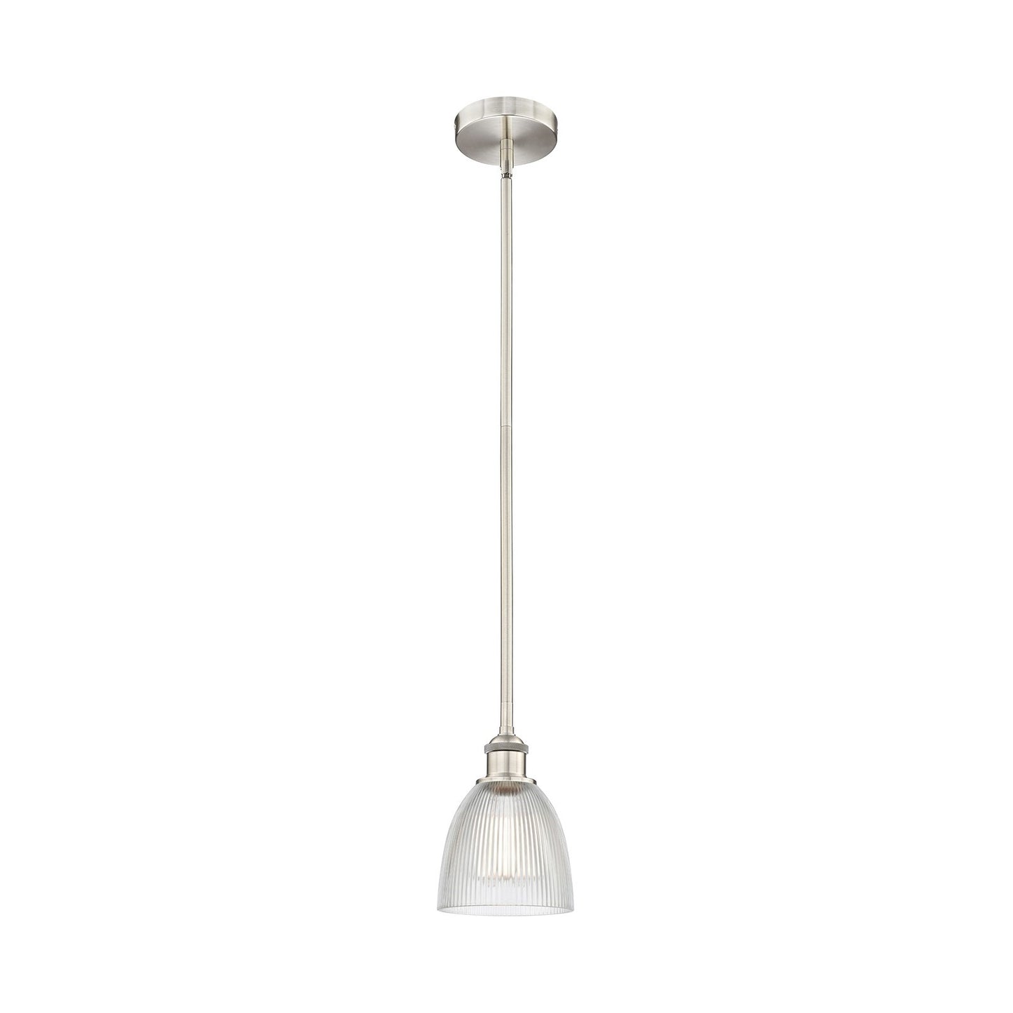 Innovations Castile 6in 1-Light Mini Pendant | Industrial Brushed Satin Nickel Steel and Clear Glass | Kitchen Island & Dining Room | Model 616-1S-SN-G382