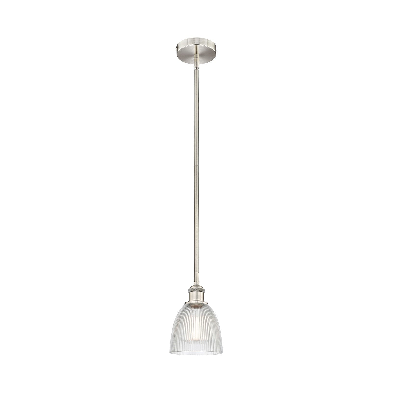 Innovations Castile 6in 1-Light Mini Pendant | Industrial Brushed Satin Nickel Steel and Clear Glass | Kitchen Island & Dining Room | Model 616-1S-SN-G382