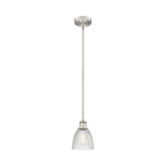Innovations Castile 6in 1-Light Mini Pendant | Industrial Brushed Satin Nickel Steel and Clear Glass | Kitchen Island & Dining Room | Model 616-1S-SN-G382