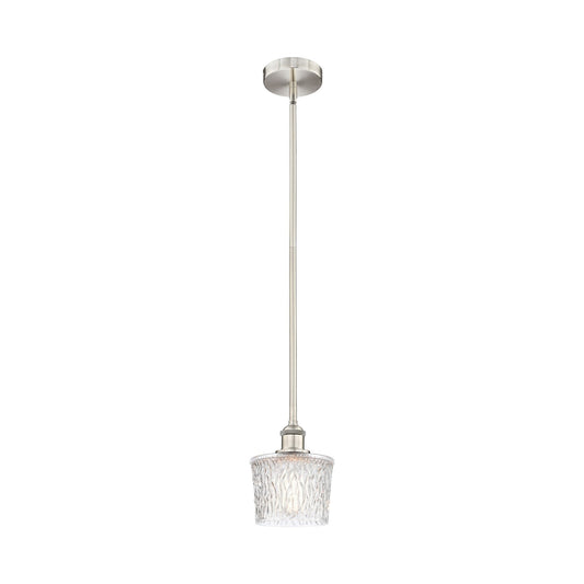 Innovations Niagara 7in 1-Light Mini Pendant | Industrial Brushed Satin Nickel Steel and Clear Textured Glass | Kitchen Island | Model 616-1S-SN-G402-LED
