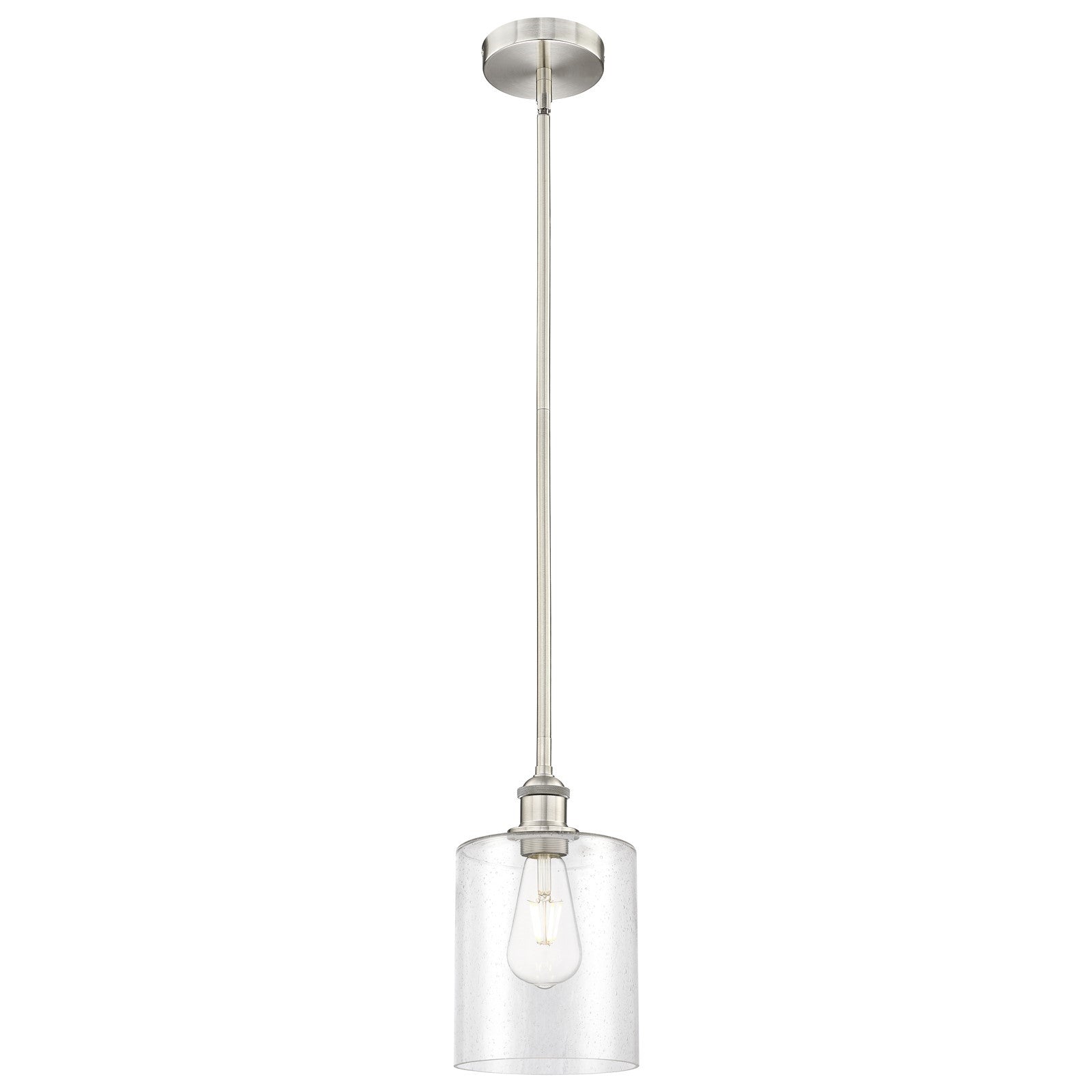 Innovations Paladin 7in 1-Light Mini Pendant | Farmhouse Brushed Satin Nickel Steel and Seedy Glass | Kitchen Island & Dining | Model 616-1S-SN-G4424-7