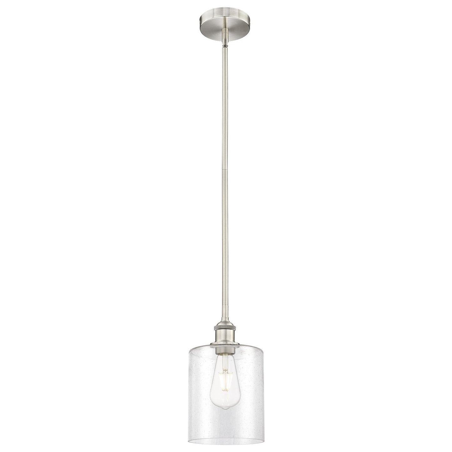 Innovations Paladin 7in 1-Light Mini Pendant | Farmhouse Brushed Satin Nickel Steel and Seedy Glass | Kitchen Island & Dining | Model 616-1S-SN-G4424-7