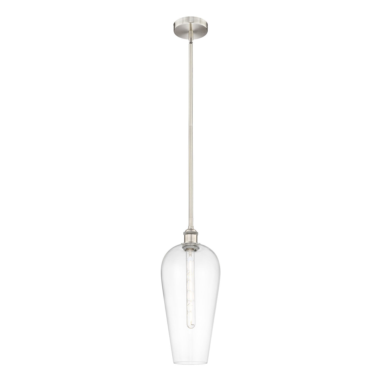 Innovations Chelsea 8in 1-Light Mini Pendant | Industrial Brushed Satin Nickel Steel and Clear Glass | Kitchen Island & Dining | Model 616-1S-SN-G456-8CL