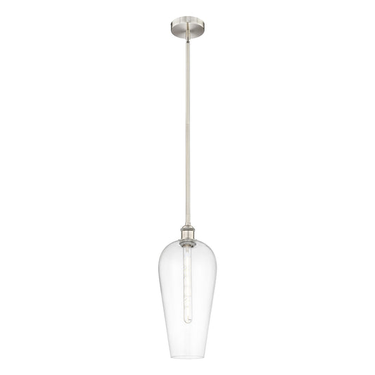 Innovations Chelsea 8in 1-Light Mini Pendant | Industrial Brushed Satin Nickel Steel and Clear Glass | Kitchen Island & Dining | Model 616-1S-SN-G456-8CL
