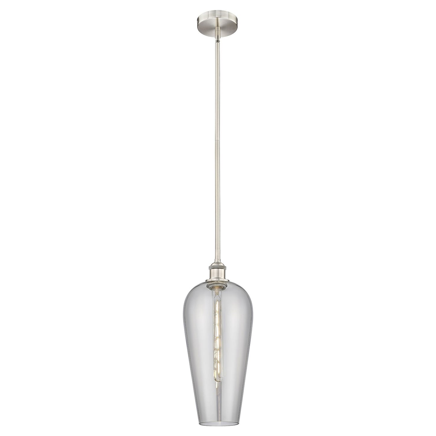Innovations Chelsea 8in 1-Light Mini Pendant | Industrial Brushed Satin Nickel and Light Smoke Glass | Kitchen Island & Dining | Model 616-1S-SN-G456-8SM
