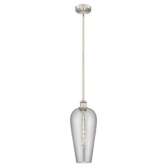 Innovations Chelsea 8in 1-Light Mini Pendant | Industrial Brushed Satin Nickel and Light Smoke Glass | Kitchen Island & Dining | Model 616-1S-SN-G456-8SM
