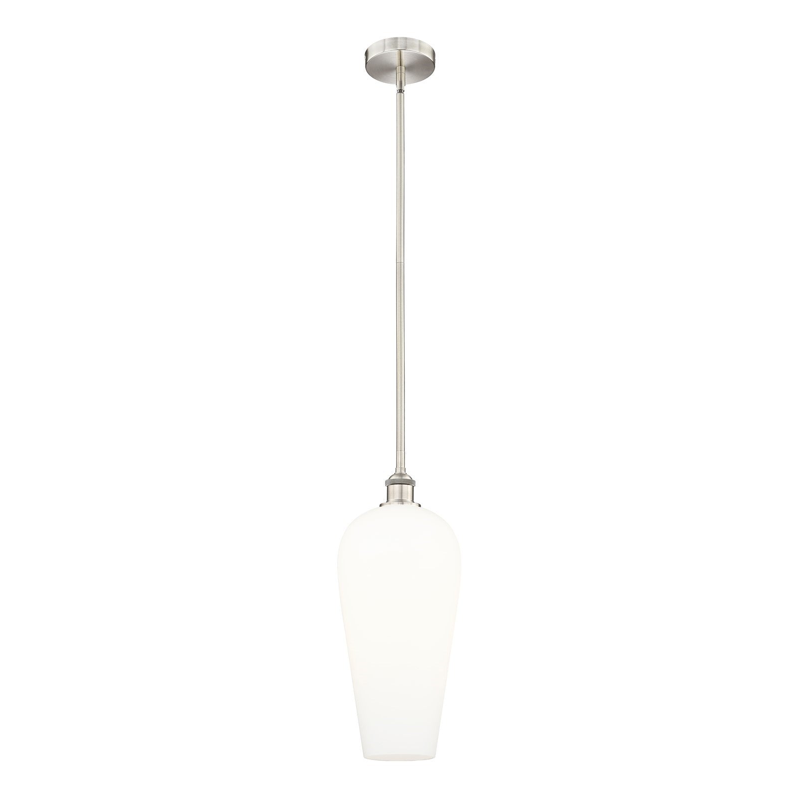 Innovations Chelsea 8in 1-Light Mini Pendant | Industrial Brushed Satin Nickel Steel and White Glass | Kitchen Island & Dining | Model 616-1S-SN-G456-8WH