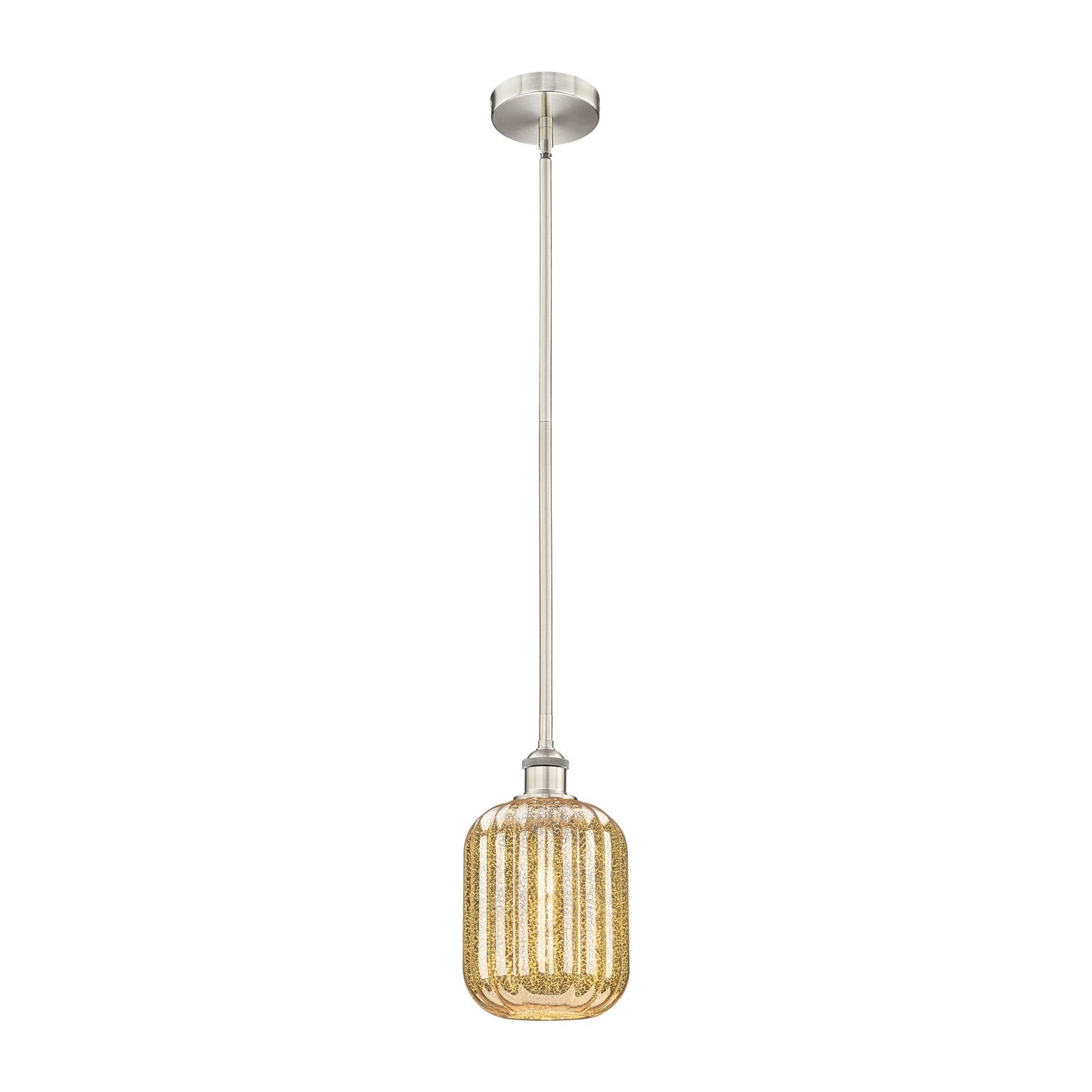 Innovations Preston Cylinder 7in 1-Light Mini Pendant | Industrial Brushed Satin Nickel Steel and Mercury Glass | Kitchen | Model 616-1S-SN-G460-7ME