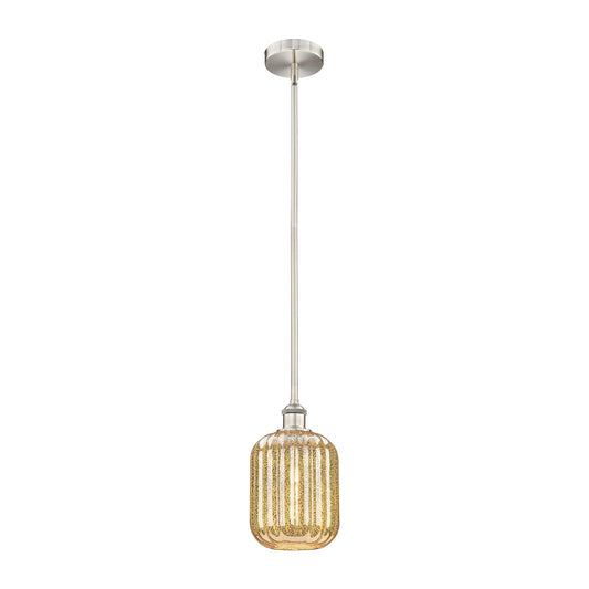 Innovations Preston Cylinder 7in 1-Light Mini Pendant | Industrial Brushed Satin Nickel Steel and Mercury Glass | Kitchen | Model 616-1S-SN-G460-7ME