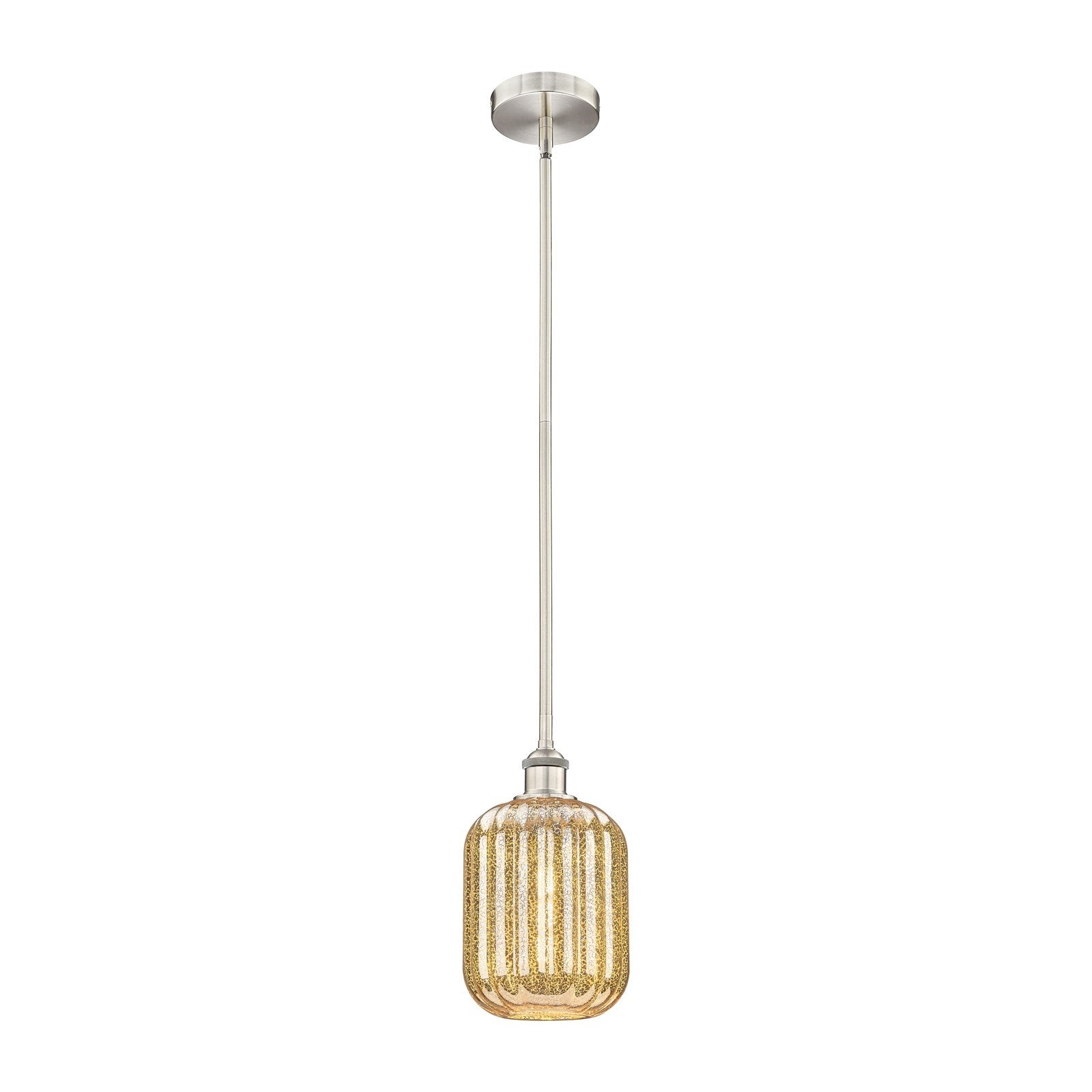 Innovations Preston Cylinder 7in 1-Light Mini Pendant | Industrial Brushed Satin Nickel Steel and Mercury Glass | Kitchen | Model 616-1S-SN-G460-7ME