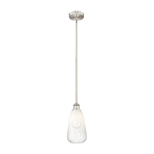 Innovations Brookhaven Almond 6in 1-Light Mini Pendant | Industrial Brushed Satin Nickel Steel and Opal Glass | Kitchen Island | Model 616-1S-SN-G480-6OP