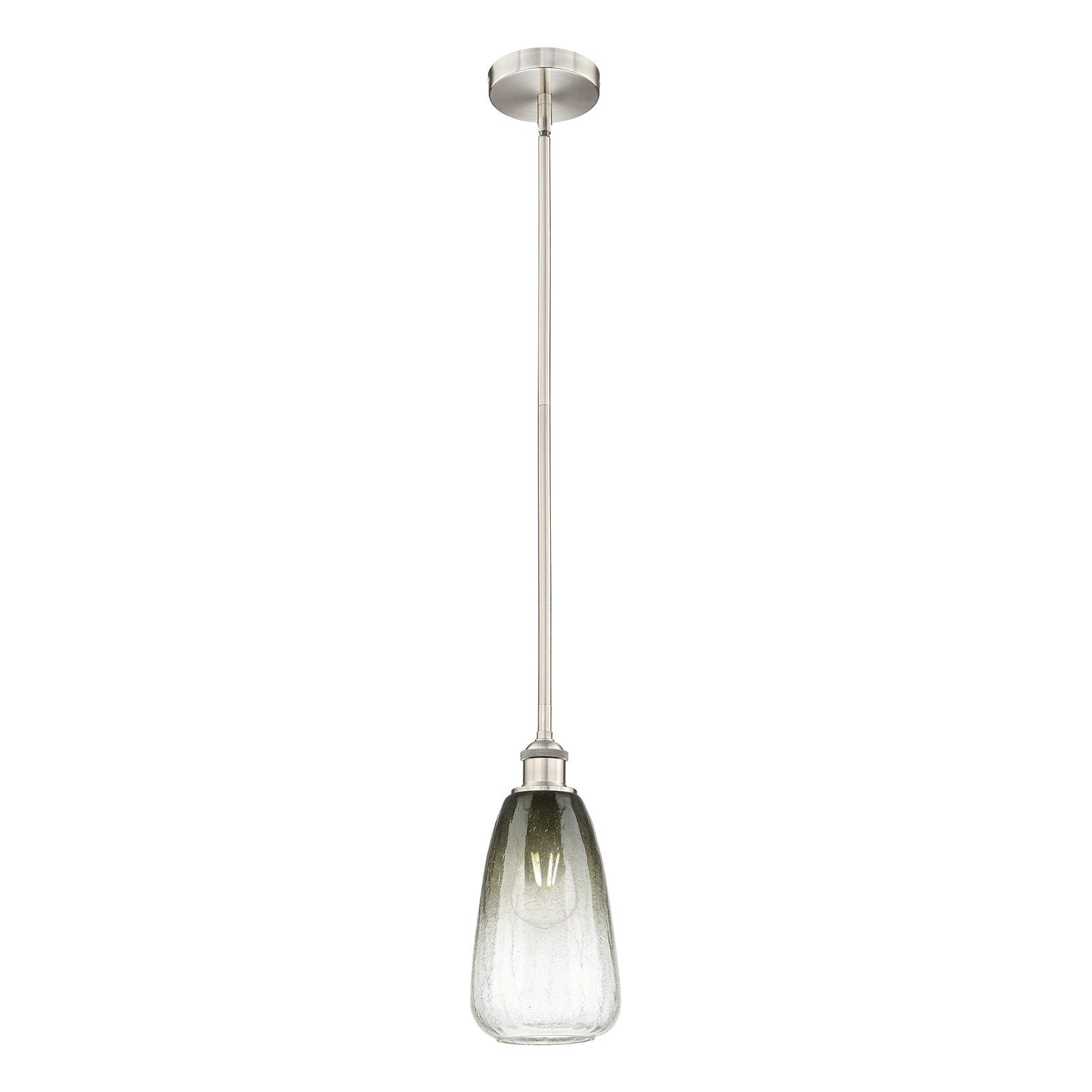 Innovations Brookhaven Almond 6in 1-Light Mini Pendant | Industrial Brushed Satin Nickel and Slate Glass | Kitchen Island & | Model 616-1S-SN-G480-6SL