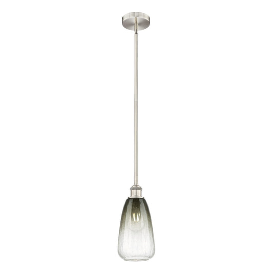 Innovations Brookhaven Almond 6in 1-Light Mini Pendant | Industrial Brushed Satin Nickel and Slate Glass | Kitchen Island & | Model 616-1S-SN-G480-6SL