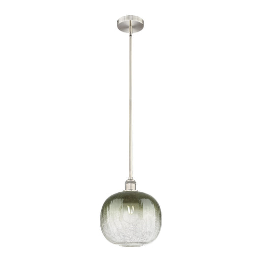 Innovations Brookhaven Sphere 11in 1-Light Mini Pendant | Industrial Brushed Satin Nickel and Matte Black Glass | Kitchen | Model 616-1S-SN-G481-10SL