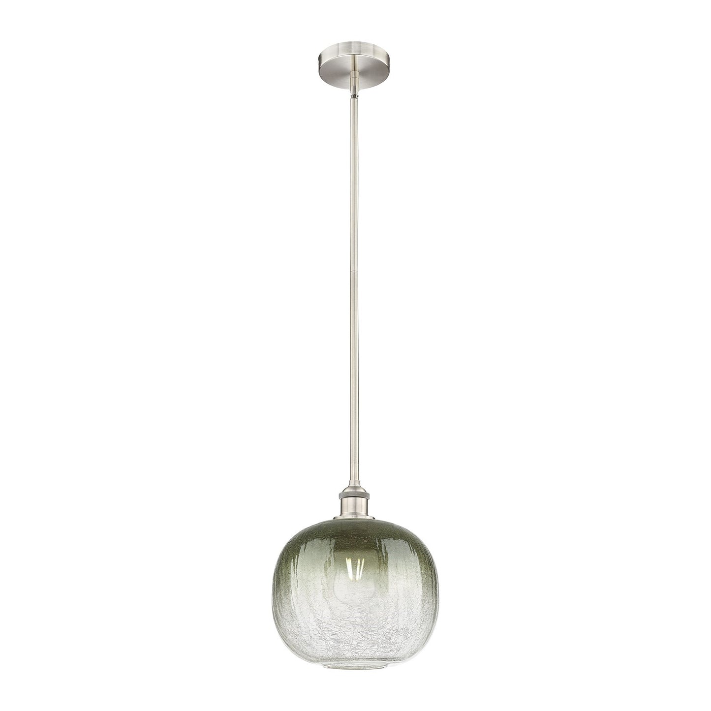 Innovations Brookhaven Sphere 11in 1-Light Mini Pendant | Industrial Brushed Satin Nickel and Matte Black Glass | Kitchen | Model 616-1S-SN-G481-10SL