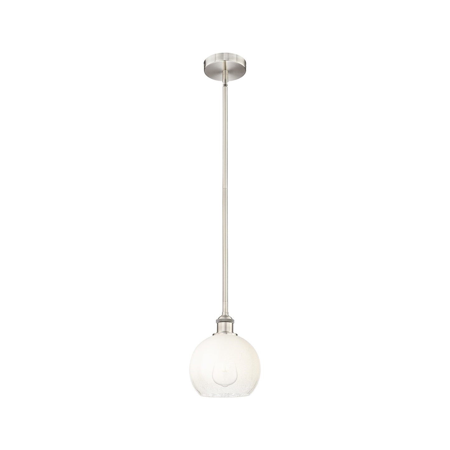 Innovations Brookhaven Globe 8in 1-Light Mini Pendant | Industrial Brushed Satin Nickel Steel and Opal Glass | Kitchen Island & | Model 616-1S-SN-G483-8OP