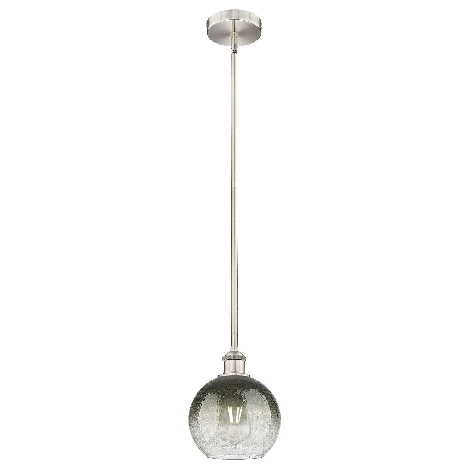Innovations Brookhaven Globe 8in 1-Light Mini Pendant | Industrial Brushed Satin Nickel and Matte Black Glass | Kitchen Island | Model 616-1S-SN-G483-8SL
