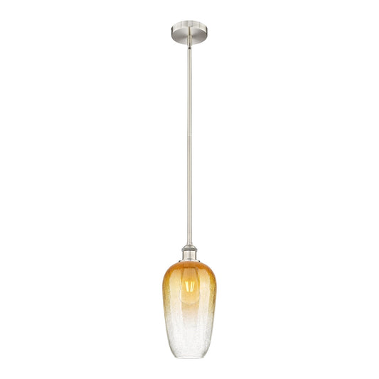 Innovations Brookhaven Flute 7in 1-Light Mini Pendant | Industrial Brushed Satin Nickel Steel and Amber Glass | Kitchen Island | Model 616-1S-SN-G484-7AM