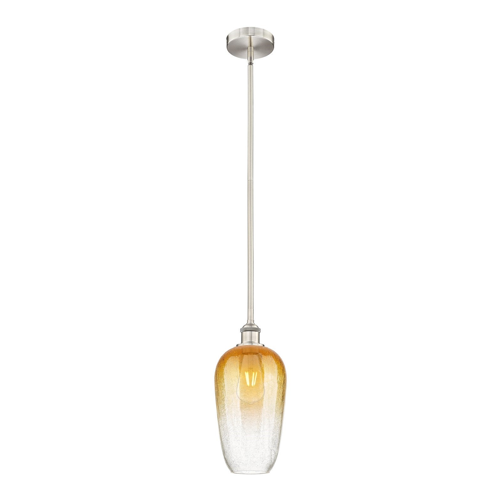Innovations Brookhaven Flute 7in 1-Light Mini Pendant | Industrial Brushed Satin Nickel Steel and Amber Glass | Kitchen Island | Model 616-1S-SN-G484-7AM