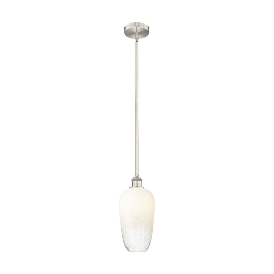 Innovations Brookhaven Flute 7in 1-Light Mini Pendant | Industrial Brushed Satin Nickel Steel and Opal Glass | Kitchen Island & | Model 616-1S-SN-G484-7OP