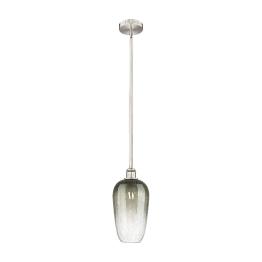 Innovations Brookhaven Flute 7in 1-Light Mini Pendant | Industrial Brushed Satin Nickel and Matte Black Glass | Kitchen Island | Model 616-1S-SN-G484-7SL