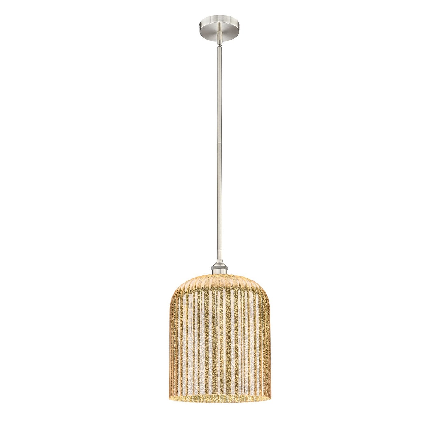 Innovations Bridal Veil 5in 1-Light Mini Pendant | Art Nouveau Brushed Satin Nickel and Mercury Ribbed Glass | Kitchen Island | Model 616-1S-SN-G559-12ME