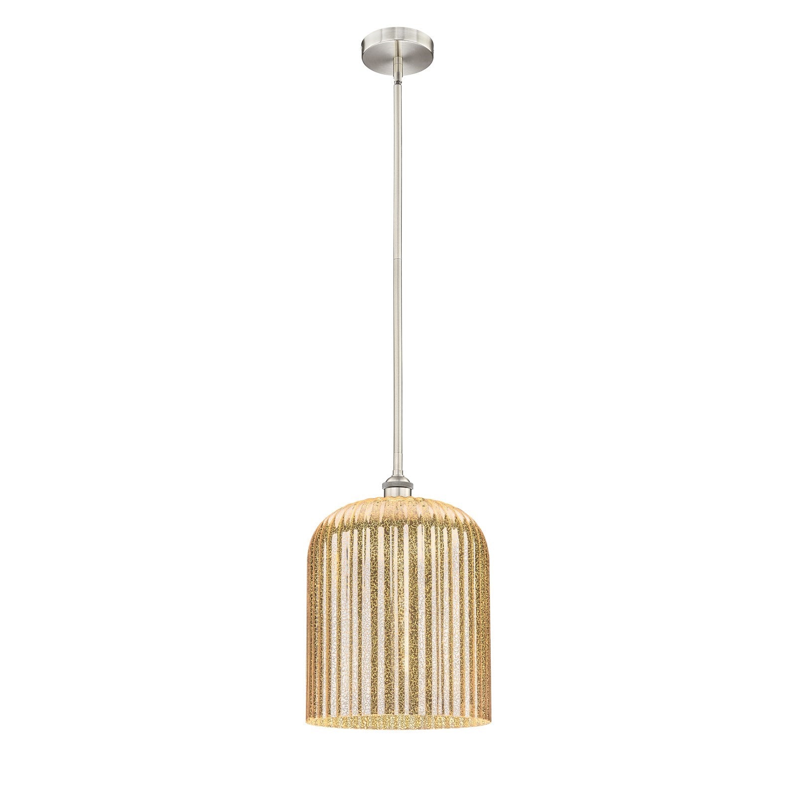 Innovations Bridal Veil 5in 1-Light Mini Pendant | Art Nouveau Brushed Satin Nickel and Mercury Ribbed Glass | Kitchen Island | Model 616-1S-SN-G559-12ME