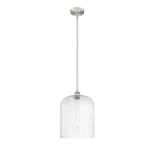 Innovations Bridal Veil 5in 1-Light Mini Pendant | Art Nouveau Brushed Satin Nickel Steel and Seedy Ribbed Glass | Kitchen | Model 616-1S-SN-G559-12SDY