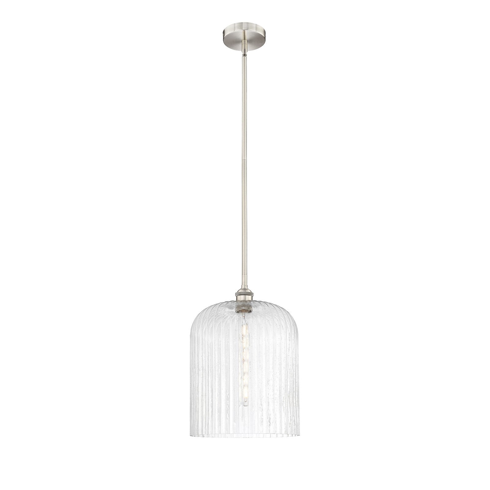 Innovations Bridal Veil 5in 1-Light Mini Pendant | Art Nouveau Brushed Satin Nickel Steel and Seedy Ribbed Glass | Kitchen | Model 616-1S-SN-G559-12SDY