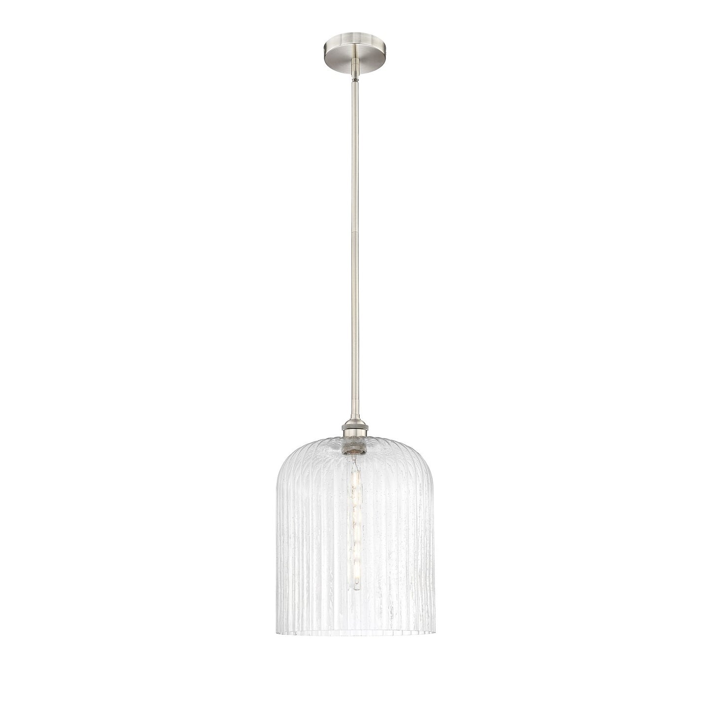 Innovations Bridal Veil 5in 1-Light Mini Pendant | Art Nouveau Brushed Satin Nickel Steel and Seedy Ribbed Glass | Kitchen | Model 616-1S-SN-G559-12SDY