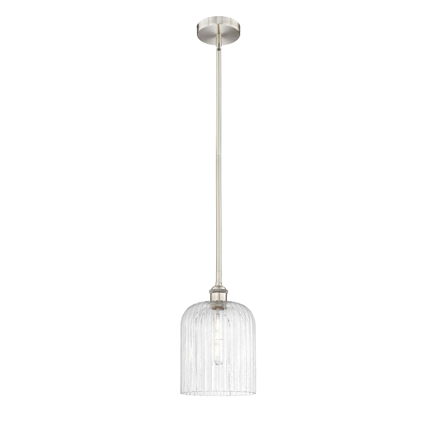 Innovations Bridal Veil 5in 1-Light Mini Pendant | Art Nouveau Brushed Satin Nickel and Seedy Ribbed Glass | Kitchen Island & | Model 616-1S-SN-G559-8SDY