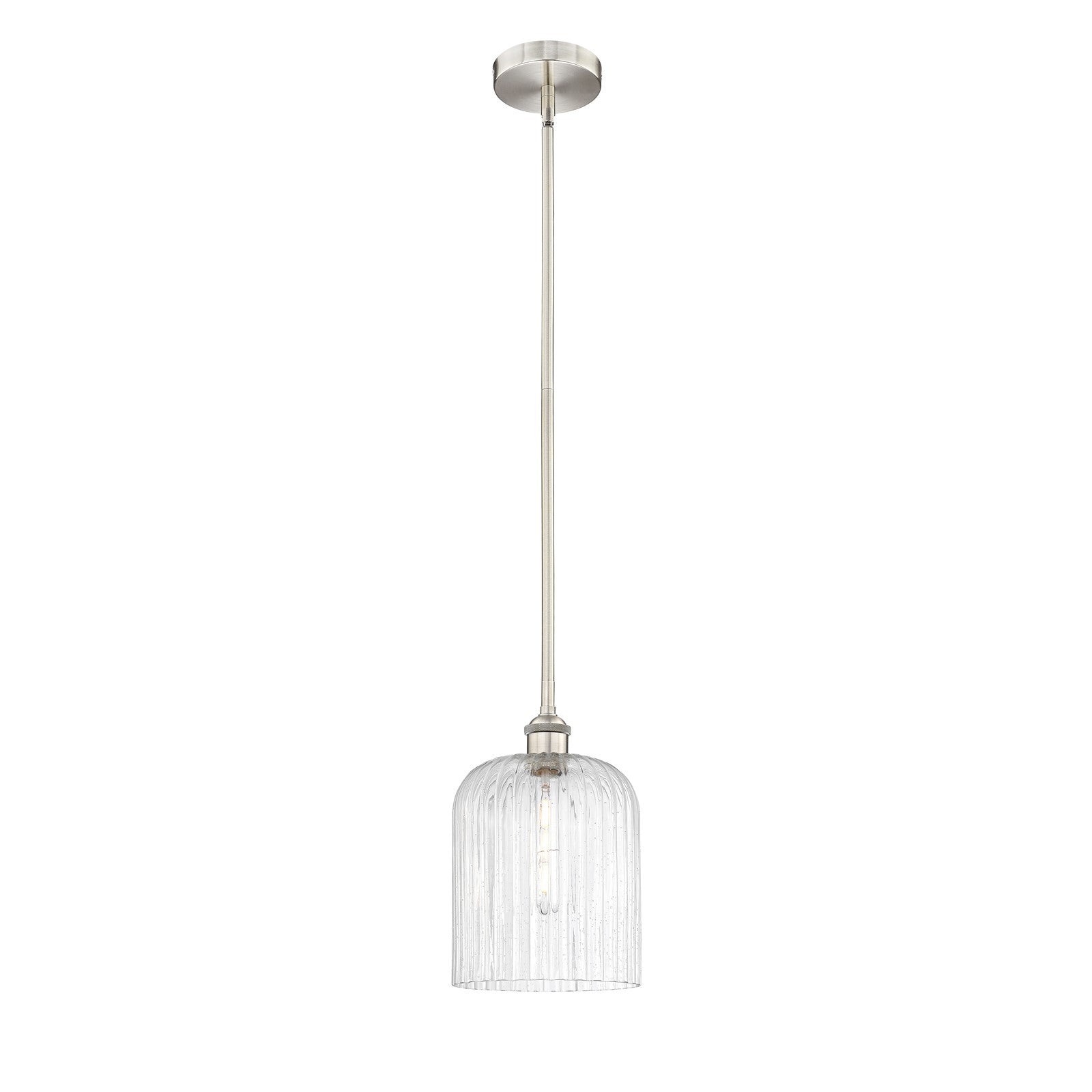 Innovations Bridal Veil 5in 1-Light Mini Pendant | Art Nouveau Brushed Satin Nickel and Seedy Ribbed Glass | Kitchen Island & | Model 616-1S-SN-G559-8SDY