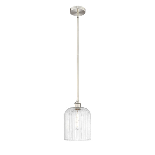 Innovations Bridal Veil 5in 1-Light Mini Pendant | Art Nouveau Brushed Satin Nickel and Seedy Ribbed Glass | Kitchen Island & | Model 616-1S-SN-G559-8SDY