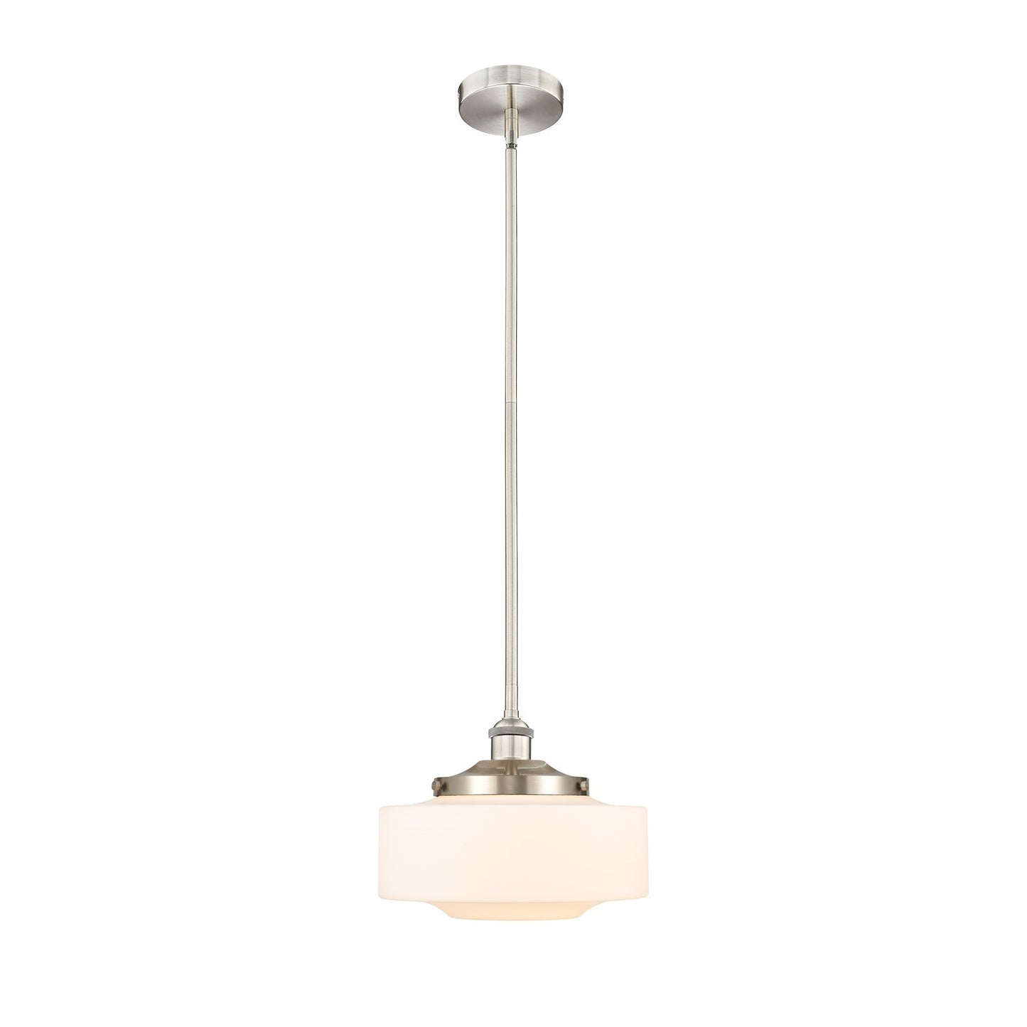 Innovations Bridgeton 12in 1-Light Mini Pendant | Traditional Brushed Satin Nickel and Matte White Frosted Glass | Kitchen | Model 616-1S-SN-G691-12