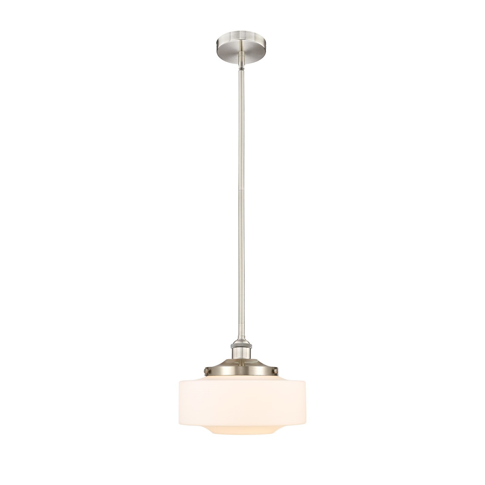 Innovations Bridgeton 12in 1-Light Mini Pendant | Traditional Brushed Satin Nickel and Matte White Frosted Glass | Kitchen | Model 616-1S-SN-G691-12