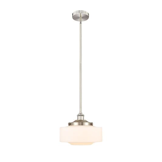 Innovations Bridgeton 12in 1-Light Mini Pendant | Traditional Brushed Satin Nickel and Matte White Frosted Glass | Kitchen | Model 616-1S-SN-G691-12