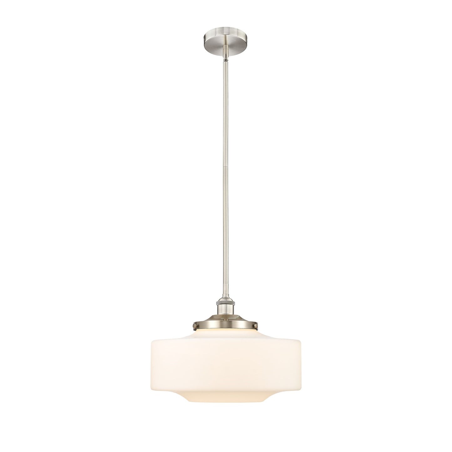 Innovations Bridgeton 12in 1-Light Mini Pendant | Traditional Brushed Satin Nickel and Matte White Frosted Glass | Kitchen | Model 616-1S-SN-G691-16