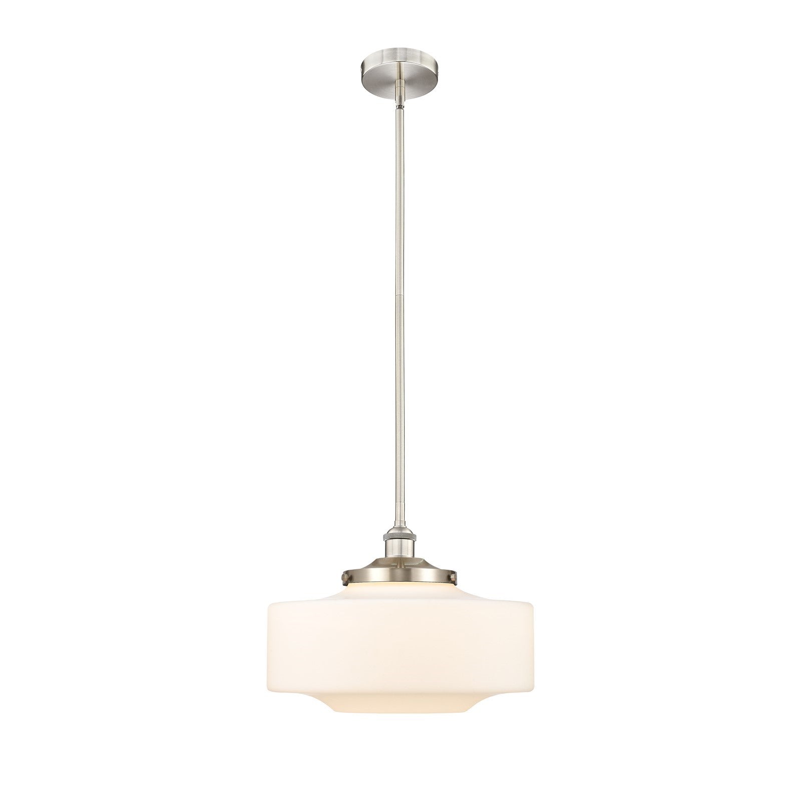Innovations Bridgeton 12in 1-Light Mini Pendant | Traditional Brushed Satin Nickel and Matte White Frosted Glass | Kitchen | Model 616-1S-SN-G691-16