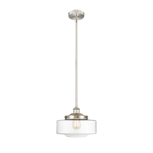 Innovations Bridgeton 12in 1-Light Mini Pendant | Traditional Brushed Satin Nickel and Clear Glass | Kitchen Island & Dining | Model 616-1S-SN-G692-12