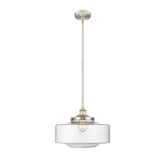 Innovations Bridgeton 16in 1-Light Mini Pendant | Traditional Brushed Satin Nickel and Clear Glass | Kitchen Island & Dining | Model 616-1S-SN-G692-16