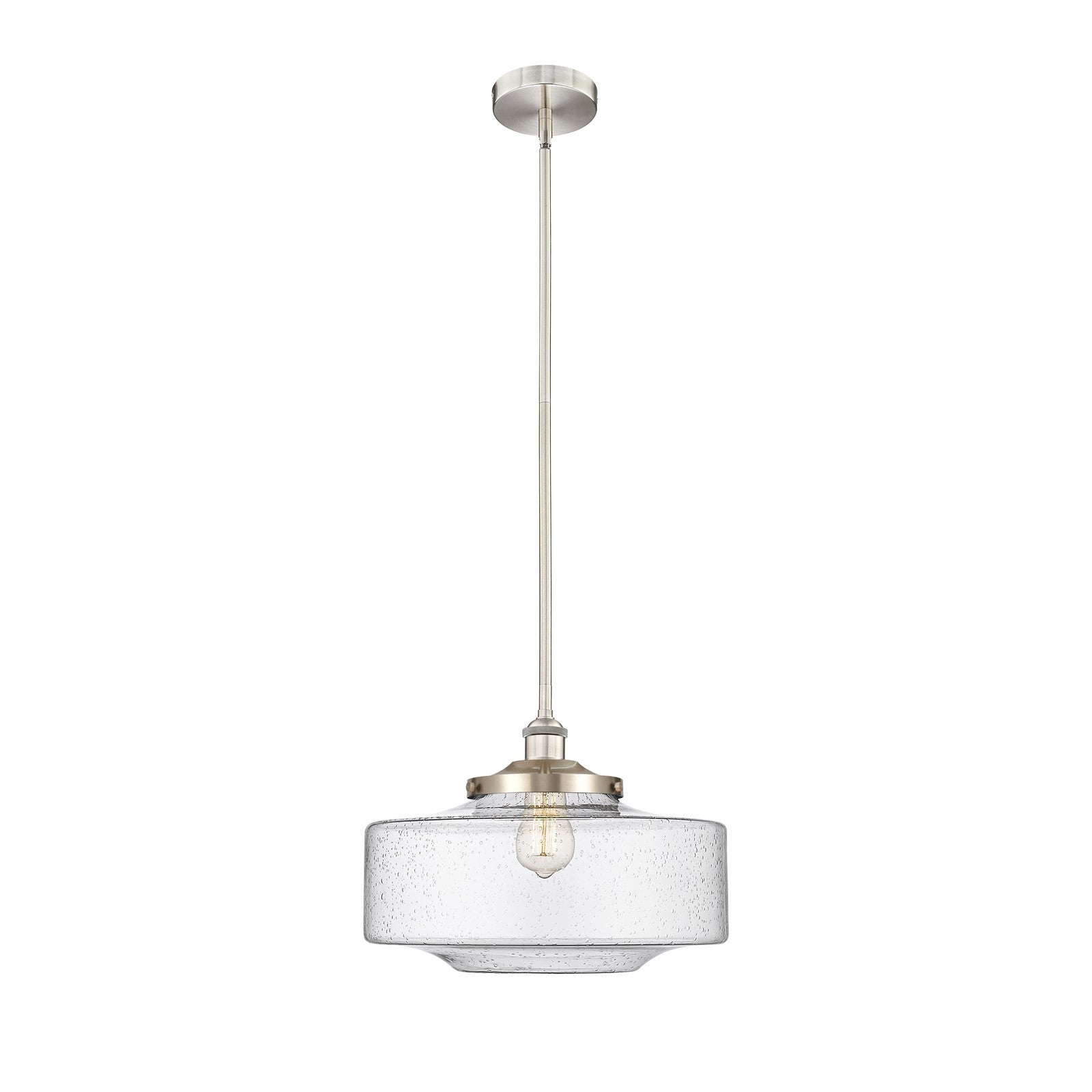 Innovations Bridgeton 16in 1-Light Mini Pendant | Traditional Brushed Satin Nickel and Seedy Glass | Kitchen Island & Dining | Model 616-1S-SN-G694-16