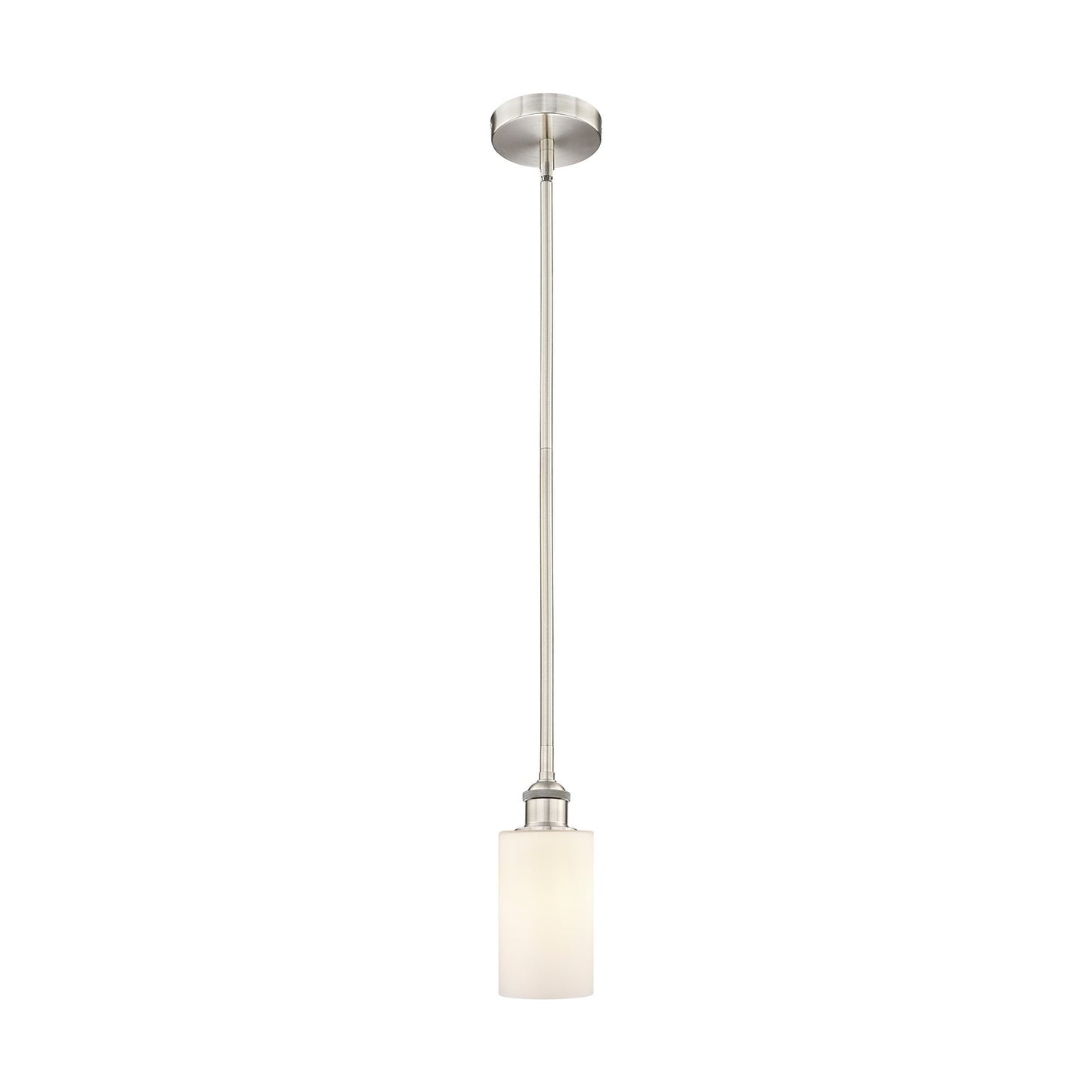 Innovations Clymer 1-Light 4in Mini Pendant | Transitional Brushed Satin Nickel and Matte White Glass | Kitchen Island & Dining | Model 616-1S-SN-G801-LED