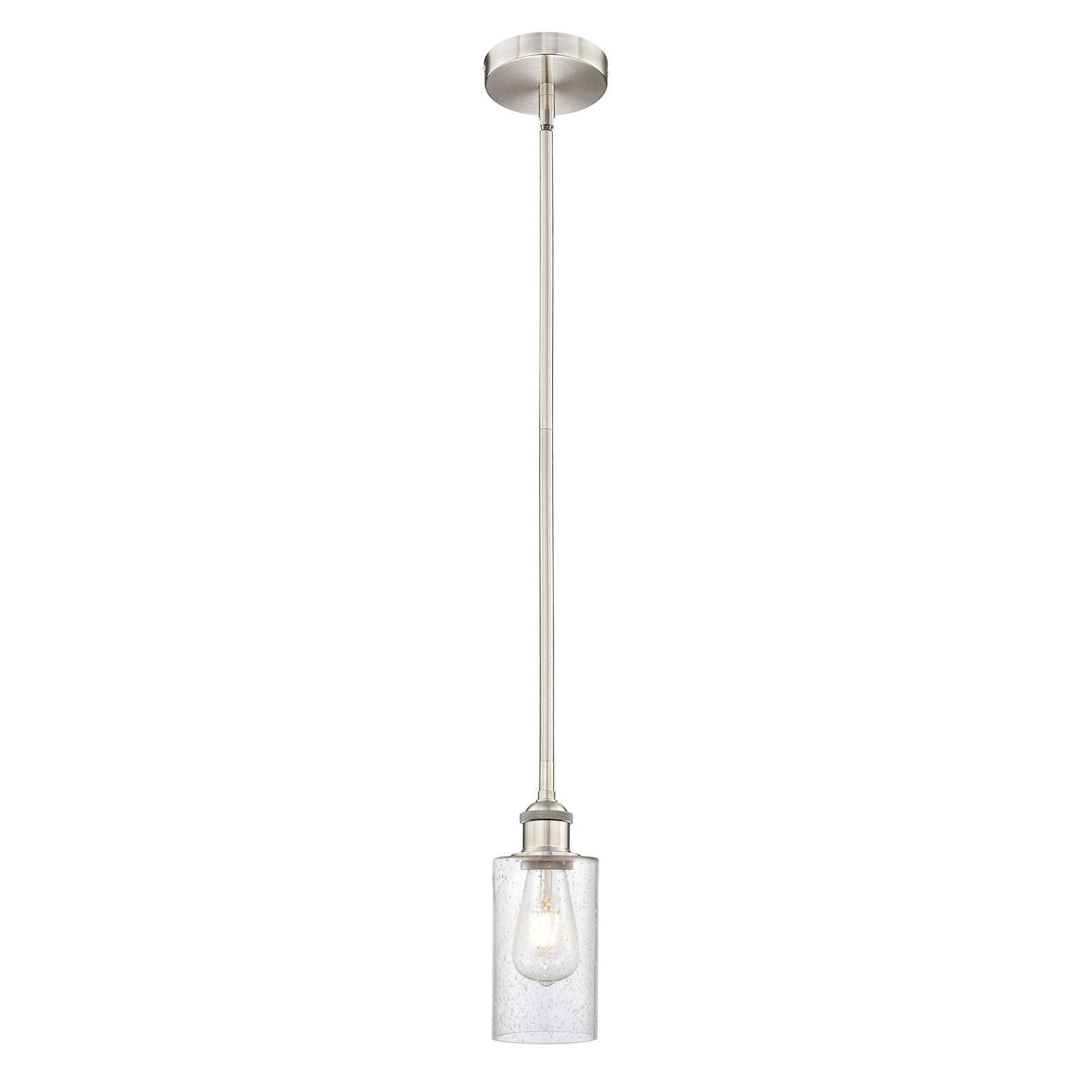 Innovations Clymer 4in 1-Light Mini Pendant | Art Nouveau Brushed Satin Nickel Steel and Seedy Glass | Kitchen Island & Dining Room | Model 616-1S-SN-G804