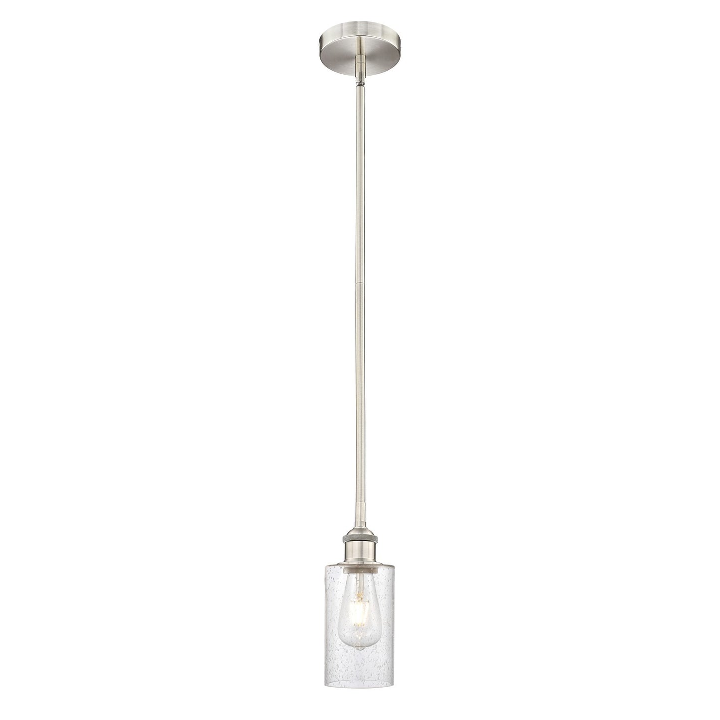Innovations Clymer 4in 1-Light Mini Pendant | Art Nouveau Brushed Satin Nickel Steel and Seedy Glass | Kitchen Island & Dining Room | Model 616-1S-SN-G804