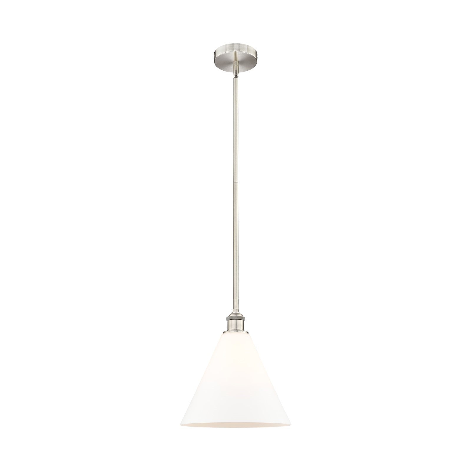 Innovations Berkshire 12in 1-Light Mini Pendant | Industrial Brushed Satin Nickel Steel and Matte White Glass | Kitchen | Model 616-1S-SN-GBC-121-LED