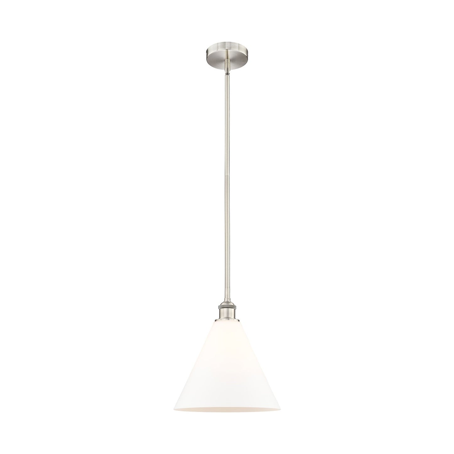 Innovations Berkshire 12in 1-Light Mini Pendant | Industrial Brushed Satin Nickel Steel and Matte White Glass | Kitchen | Model 616-1S-SN-GBC-121-LED