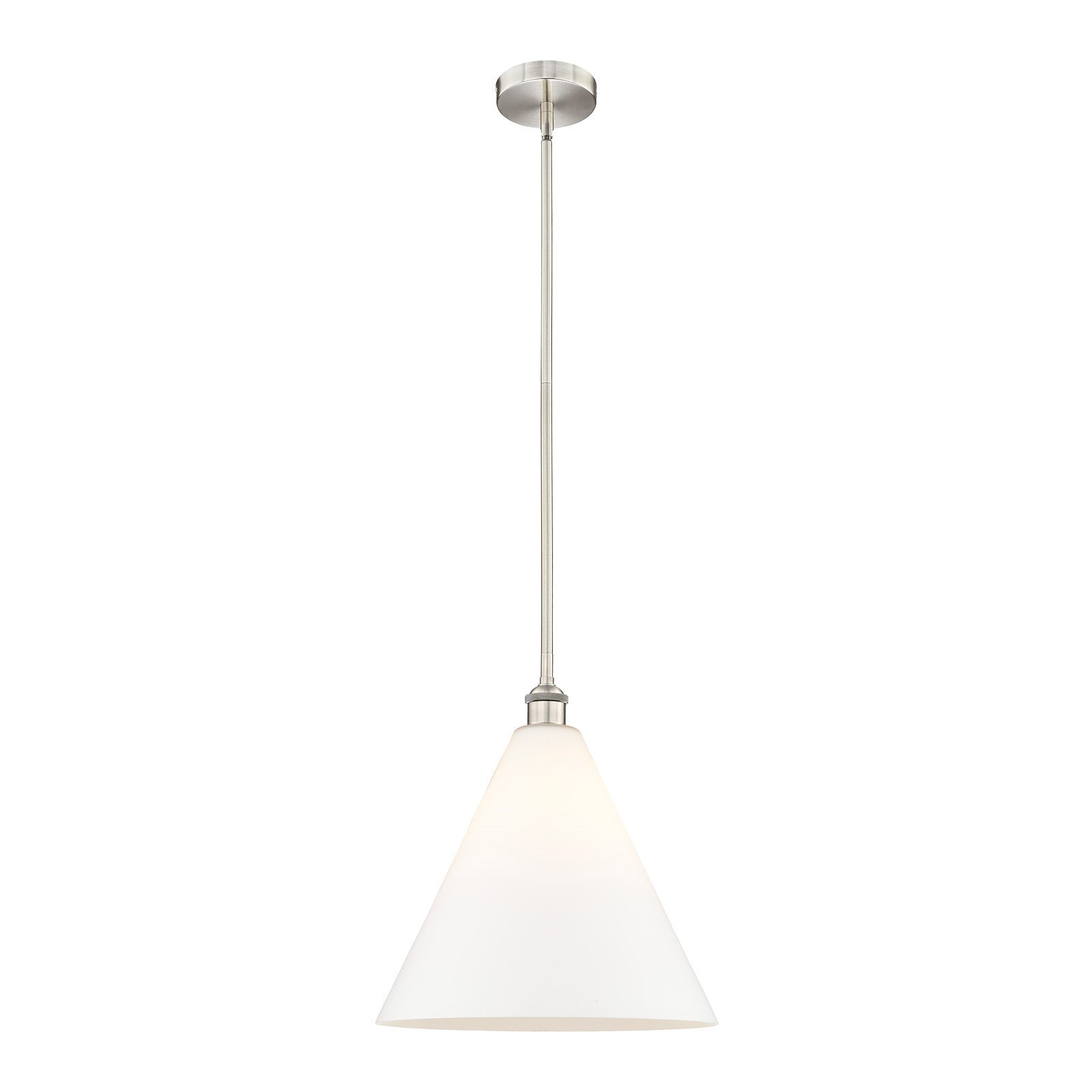 Innovations Berkshire Glass 16in 1-Light Pendant | Industrial Brushed Satin Nickel and Matte White Glass | Kitchen Island & | Model 616-1S-SN-GBC-161