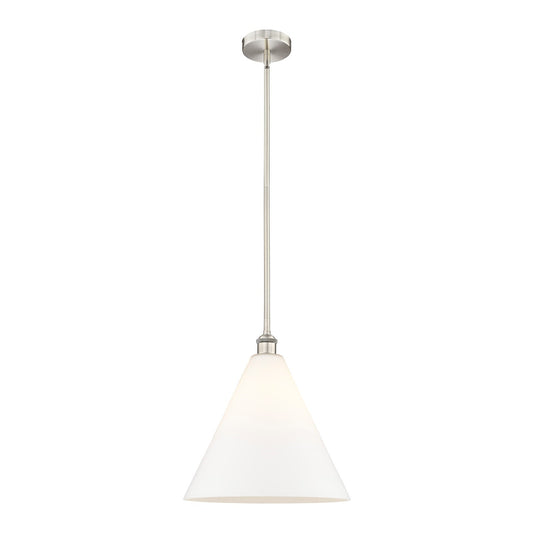 Innovations Berkshire 16in 1-Light Pendant | Industrial Brushed Satin Nickel and Matte White Glass | Kitchen Island & Dining | Model 616-1S-SN-GBC-161-LED