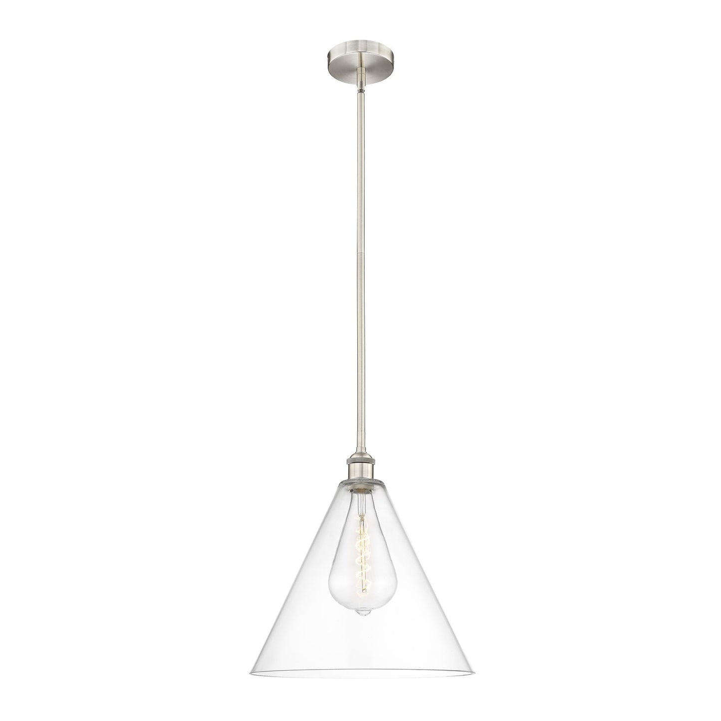 Innovations Berkshire 16in 1-Light Pendant | Industrial Brushed Satin Nickel Steel and Clear Glass | Kitchen Island & Dining | Model 616-1S-SN-GBC-162-LED